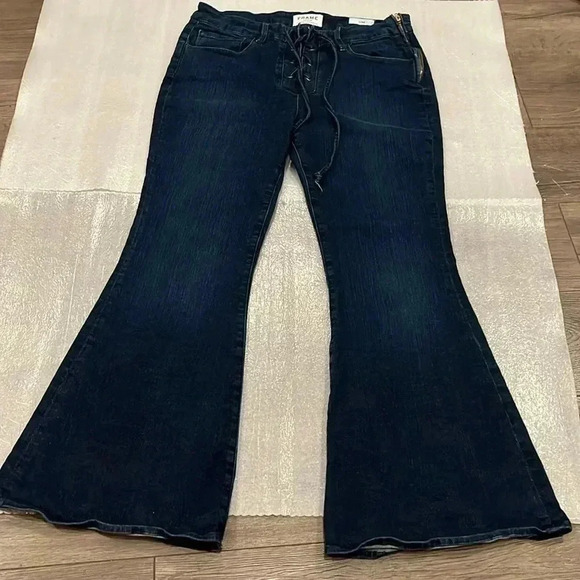 [W30Inseam26] Frame Le Bell Dark Washed High Rise Cropped  Jeans - Picture 5 of 14